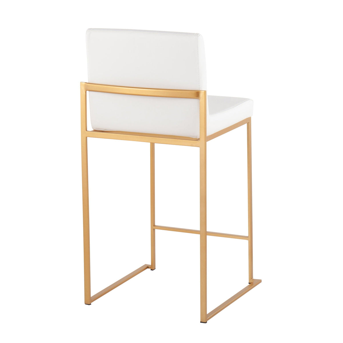 Contemporary high back counter stool with white upholstered seat and gold frame by HouseOfZazla on Tampa Home & Garden Store