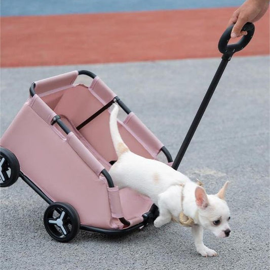 Pet Zen pink foldable pet stroller cart for small dogs and cats with handle and wheels on Tampa Home & Garden Store