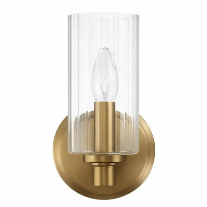 Jardin Single Wall Sconce Ribbed Glass Brass