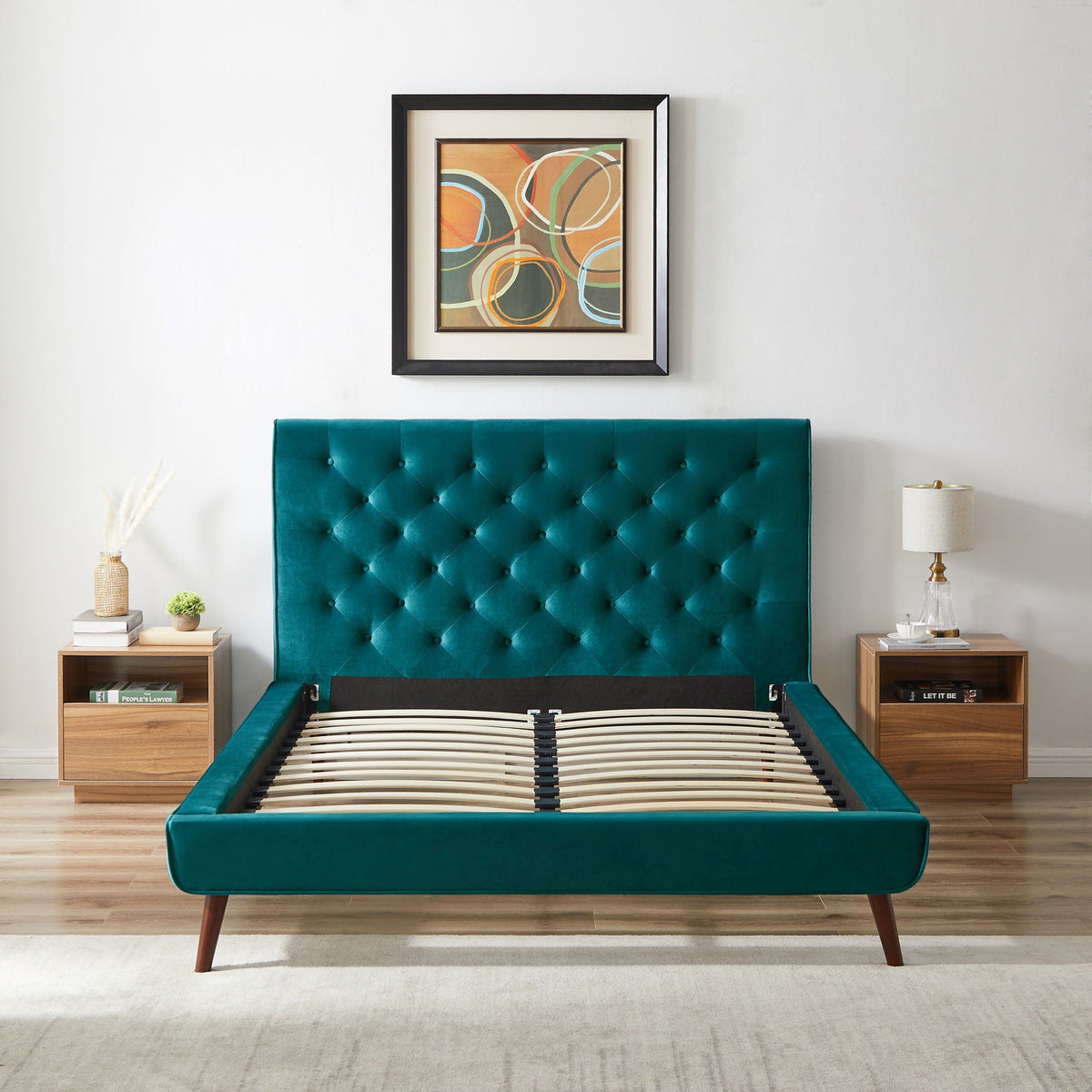 Dillon a Soft Mid Century Platform Bed Frame
