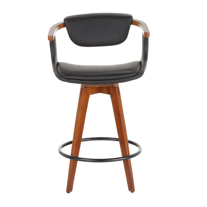 Mid Century Counter Stool with Swivel Black leather, wood legs, 24–27 in HouseOfZazla on Tampa Home & Garden Store