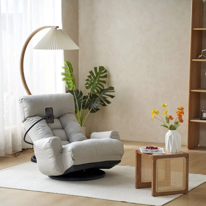 Adjustable Swivel Lounge Chair by Unique Piece Furniture with gray 360-degree rotating seat on Tampa Home & Garden Store