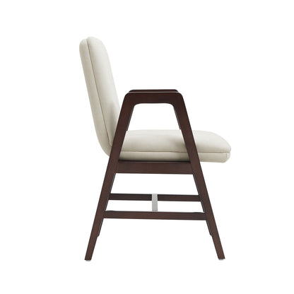 Stella Cream Armchair with Beech Wood and Cushion