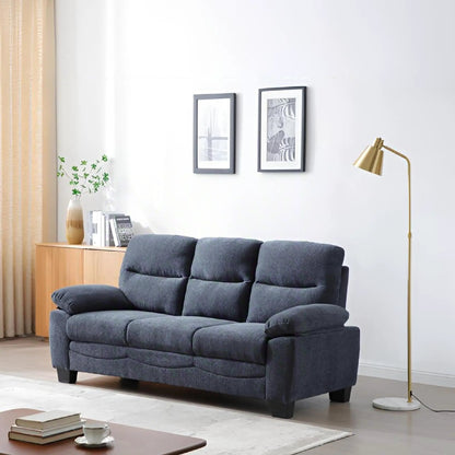 Summerton sofa with pillow top arms in dark blue-gray fabric, plush cushioned seating, stationary on Tampa Home & Garden Store