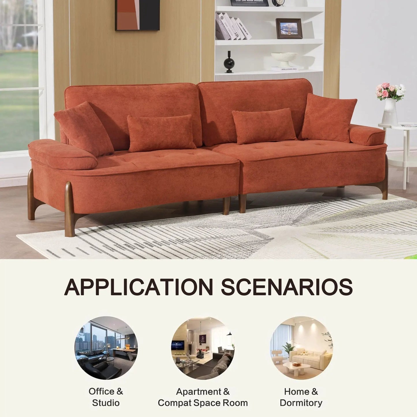 Comfortable Deep Seated Sofa With Pillows in terracotta fabric by Unique Piece Furniture on Tampa Home & Garden Store