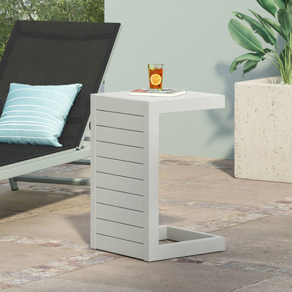 Outdoor Aluminum C Shaped Side Table for Patio