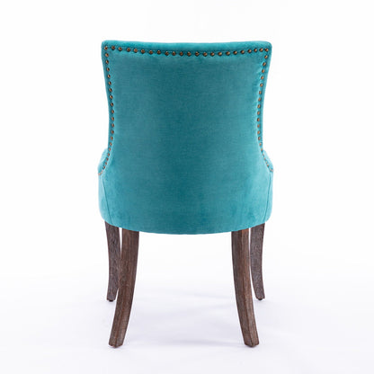 Ultra Side Dining Chair Nail Head teal velvet with brass studs HouseOfZazla set of 2 on Tampa Home & Garden Store