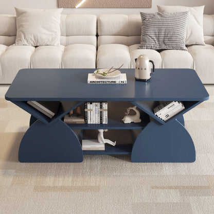 Geometric Engineered Coffee Table with Open Shelves in blue by HouseOfZazla on Tampa Home & Garden Store