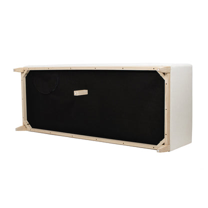 Knox 84' Modern Farmhouse Sofa bottom view in flax white linen fabric wooden frame HouseOfZazla on Tampa Home & Garden Store
