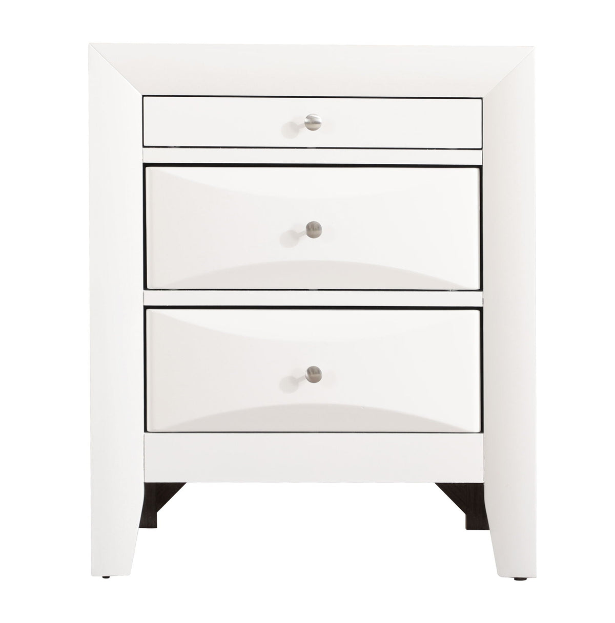 White modern accent nightstand with 3 drawers, molded resin and veneer, HouseOfZazla on Tampa Home & Garden Store