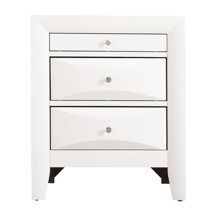 White modern accent nightstand with 3 drawers, molded resin and veneer, HouseOfZazla on Tampa Home & Garden Store