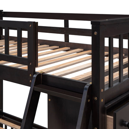 Bunk Bed With Six Drawers And Flexible Shelves