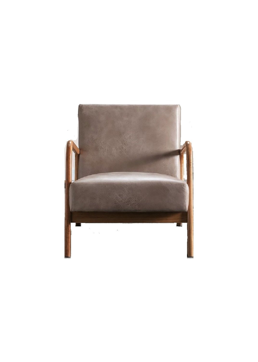Classic mid-century modern accent chair with open wood frame and taupe cushion by HouseOfZazla on Tampa Home & Garden Store