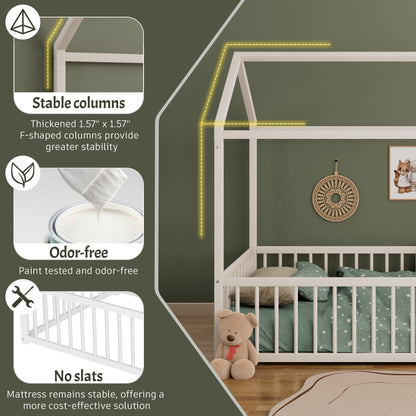 Cozy Montessori House Floor Bed and a Safety Rail