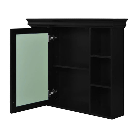 Wall Mounted Bathroom Storage Cabinet With Mirror Door, black finish with mint green door on Tampa Home & Garden Store