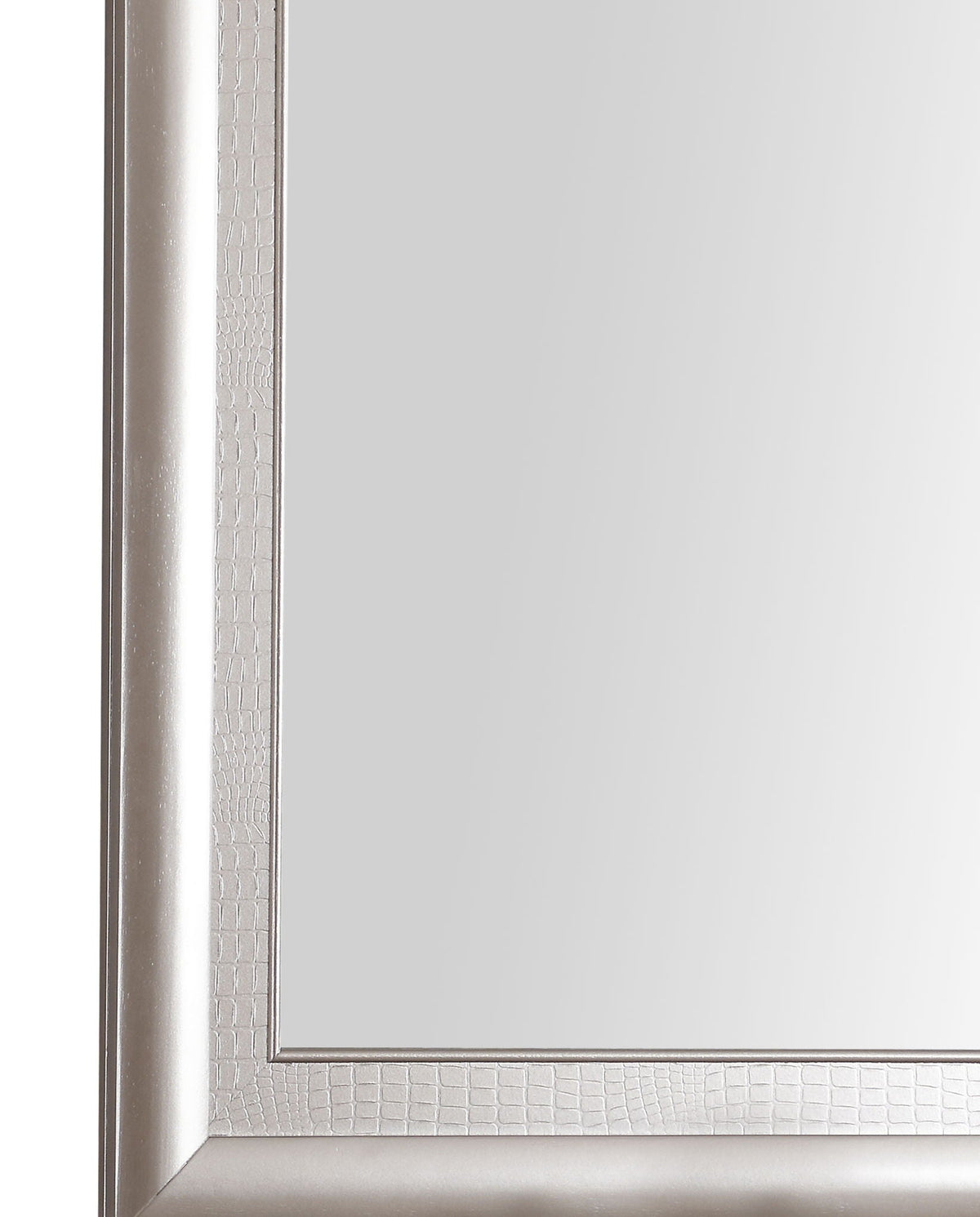 Kat wall mirror in silver champagne croc-textured frame with low distortion glass on Tampa Home & Garden Store