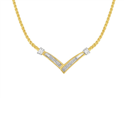 V-shaped 10K gold diamond pendant with 1/2 Cttw stones, 18-inch Franco chain on Tampa Home & Garden Store