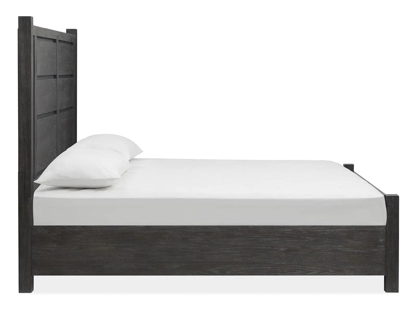 Plum Creek panel bed by Unique Piece Furniture in dark wood with tall paneled headboard on Tampa Home & Garden Store