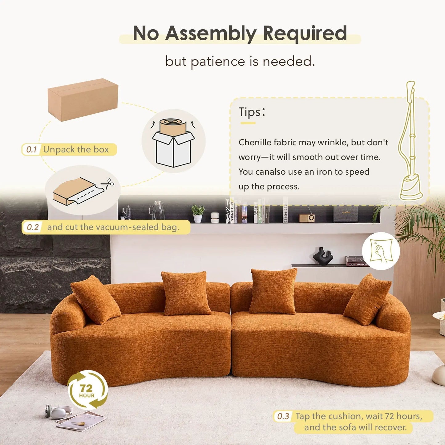 4 Seater Fabric Sofa With Sleeper For Living Room