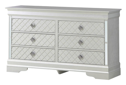 Verona Dresser with Embossed X Design pearl silver mirrored lattice drawers by HouseOfZazla on Tampa Home & Garden Store