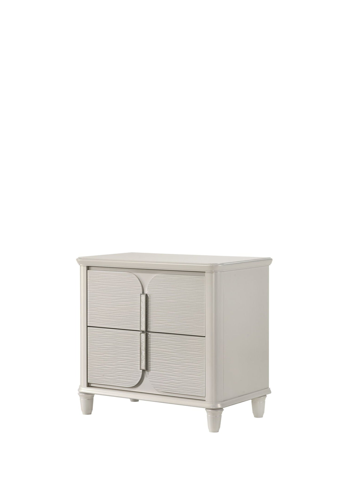 Laveda Nightstand White; 3 grooved drawers & metal pulls HouseOfZazla on Tampa Home & Garden Store