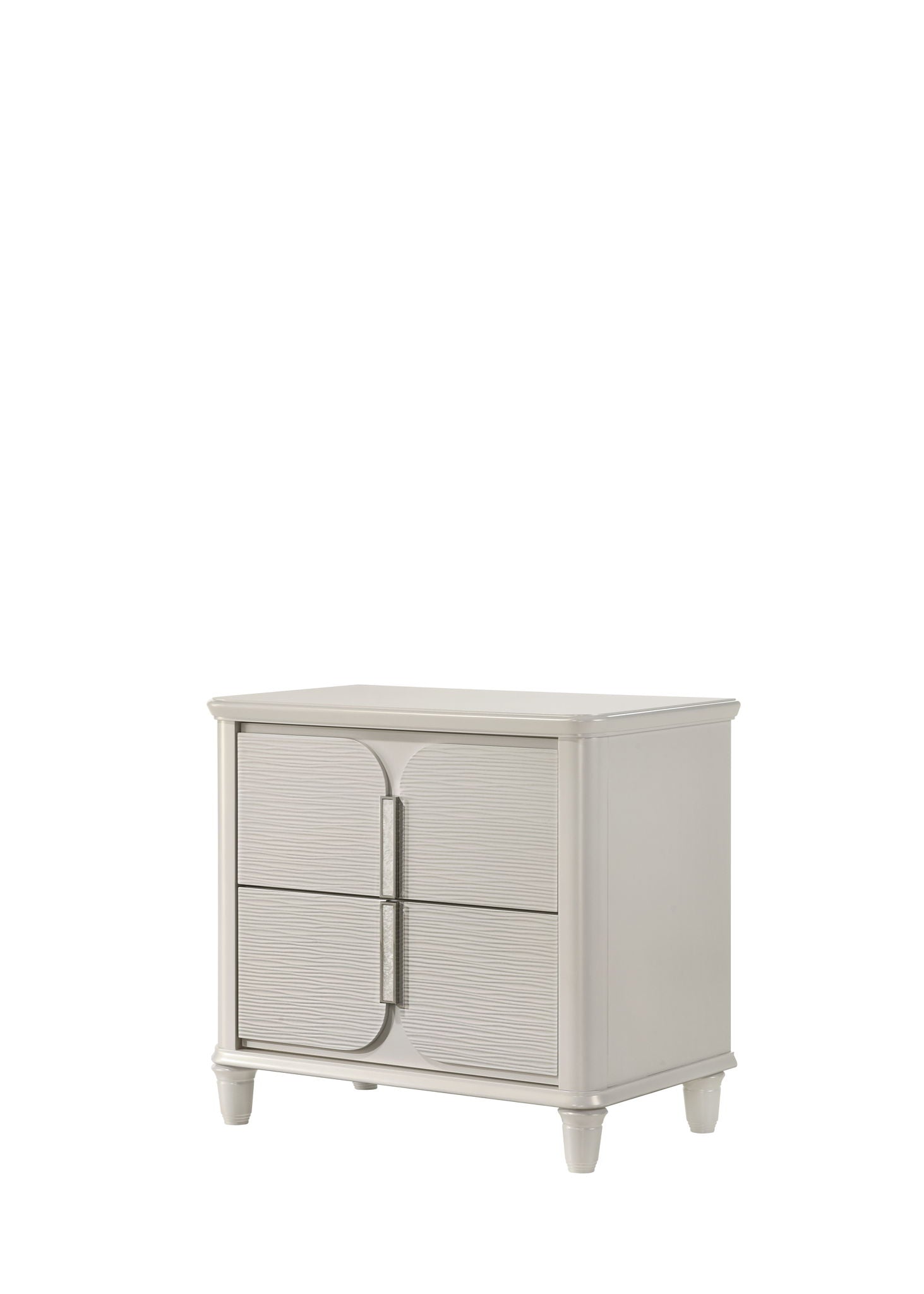 Laveda Nightstand White; 3 grooved drawers & metal pulls HouseOfZazla on Tampa Home & Garden Store
