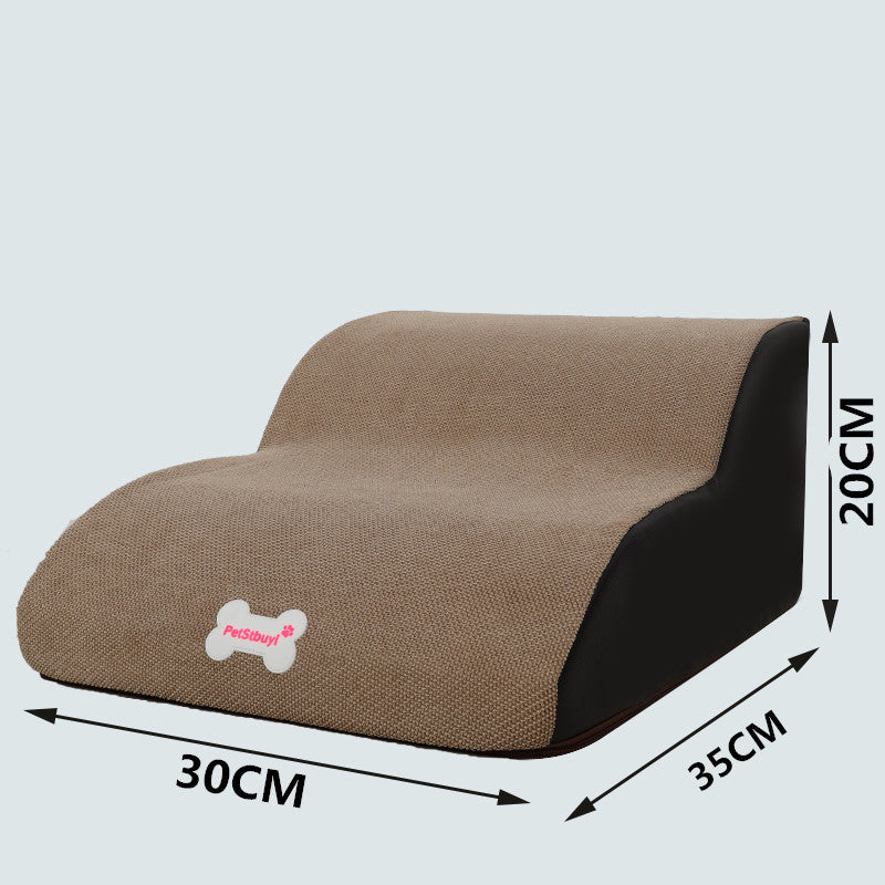 Small dog sofa bed with beige textured cover and black sides, PetsBuy bone logo, 30x35x20 on Tampa Home & Garden Store