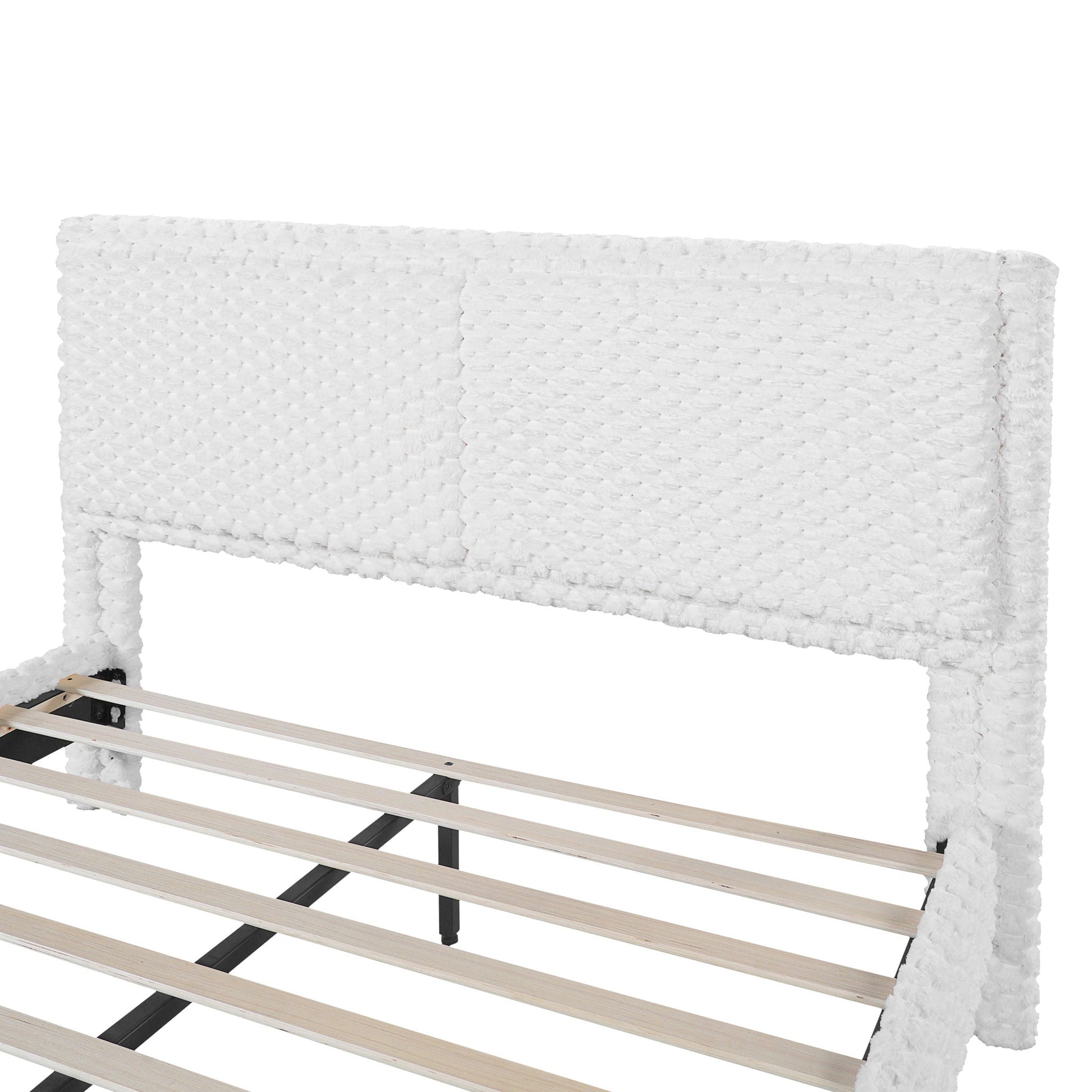 Soft upholstered bed backrest in white tufted fabric, HouseOfZazla on Tampa Home & Garden Store