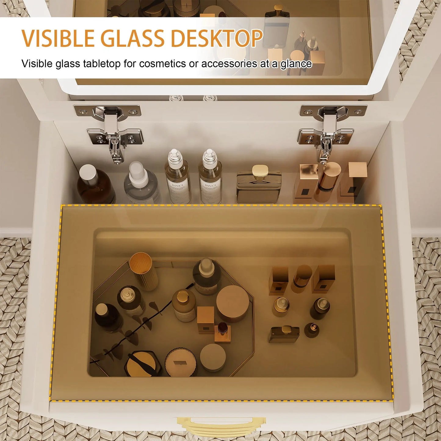 Compact 3 in 1 Vanity Desk with Open Mirror
