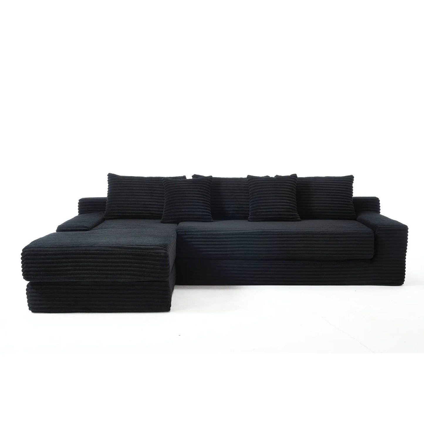 Modern L-shaped sectional couch with memory foam, black ribbed fabric by Unique Piece Furniture on Tampa Home & Garden Store