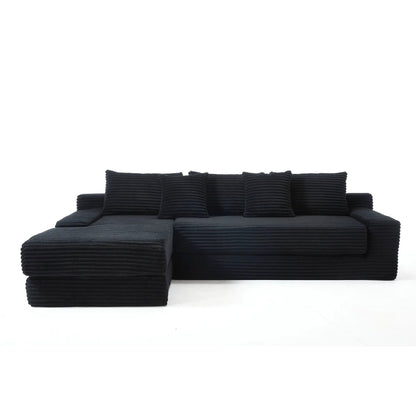 Modern L-shaped sectional couch with memory foam, black ribbed fabric by Unique Piece Furniture on Tampa Home & Garden Store