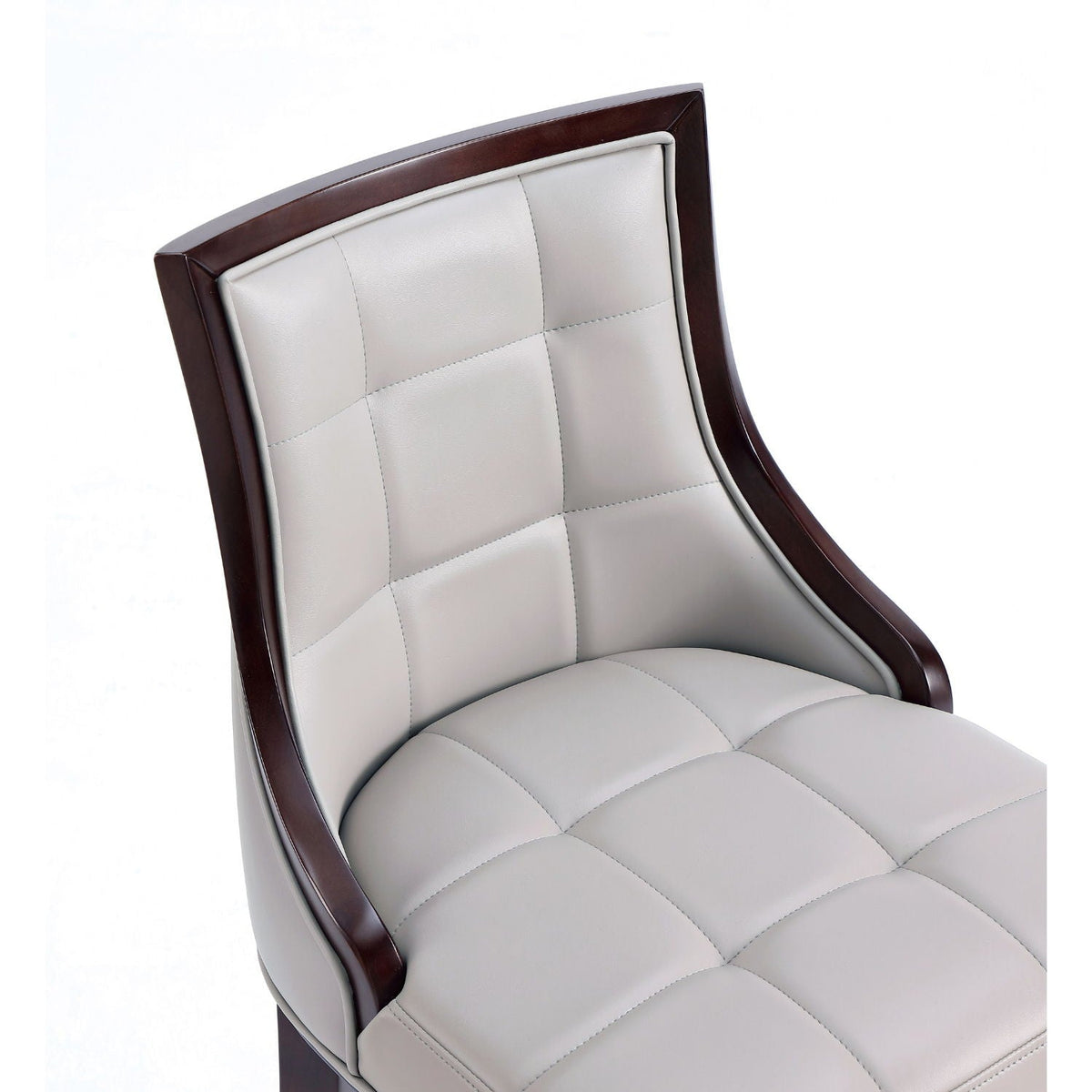 White bar-height stool with solid wood frame and tufted cream upholstery on Tampa Home & Garden Store
