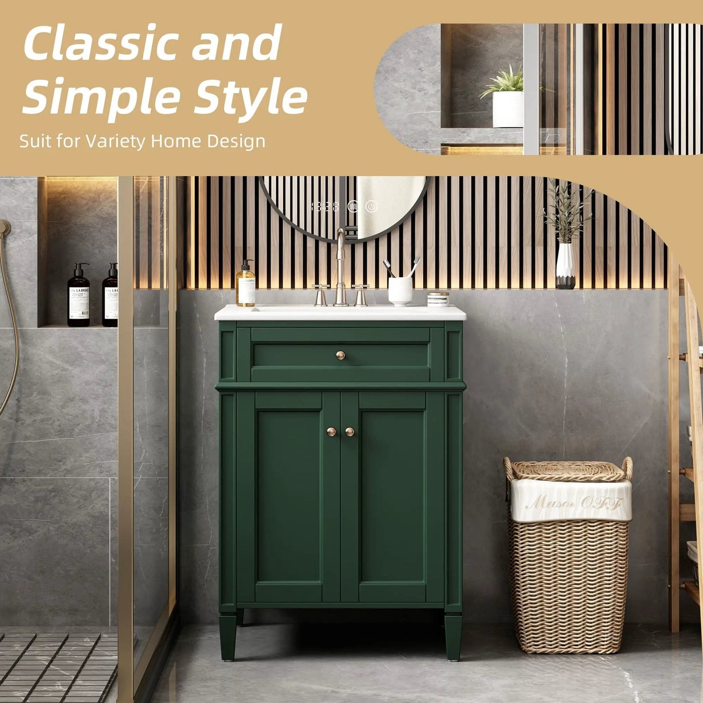 Bathroom Vanity With 2 Doors and Tip Out Drawer