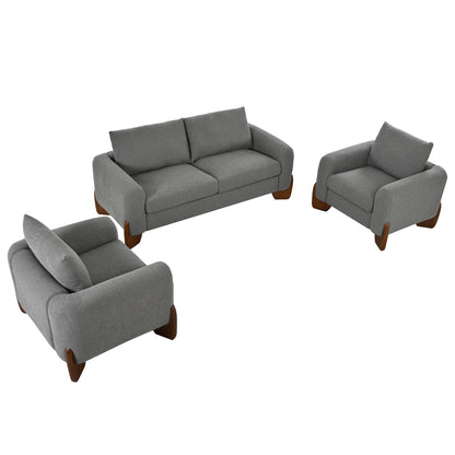 Modern Three Piece Boucle Sofa and Chair Set