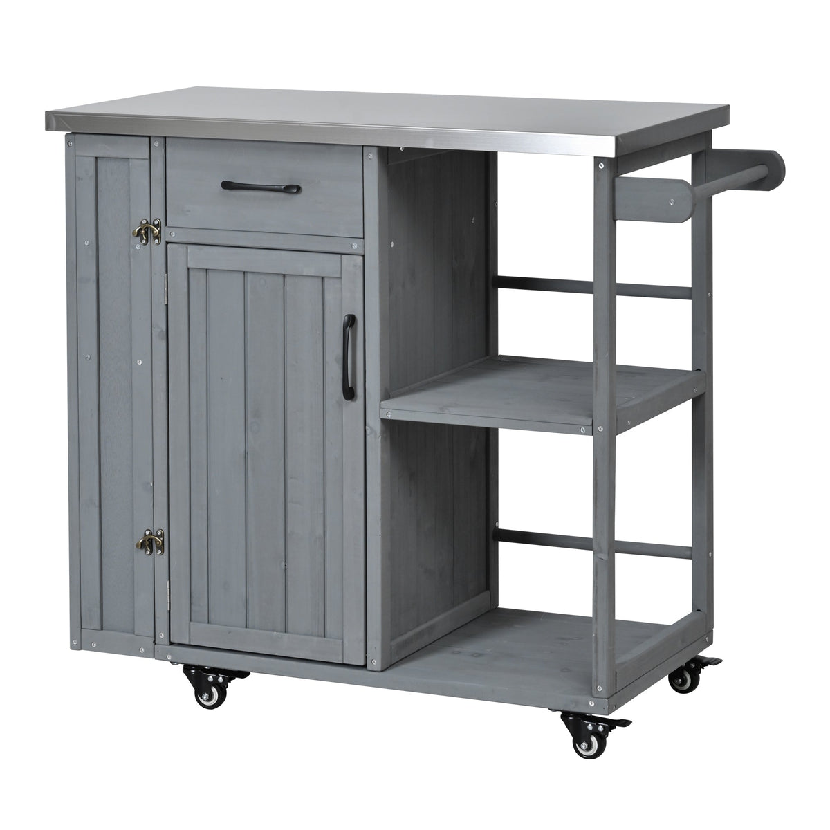 Outdoor kitchen island prep station in fir wood with stainless steel top by HouseOfZazla on Tampa Home & Garden Store