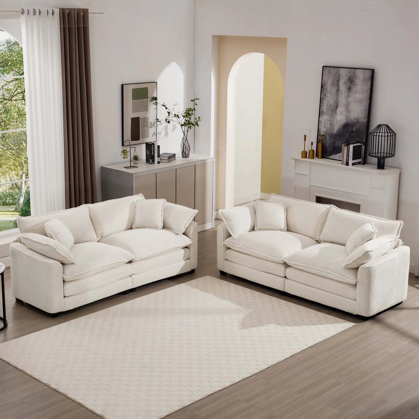 Elegant Sectional Sofa Set with Deep Seats