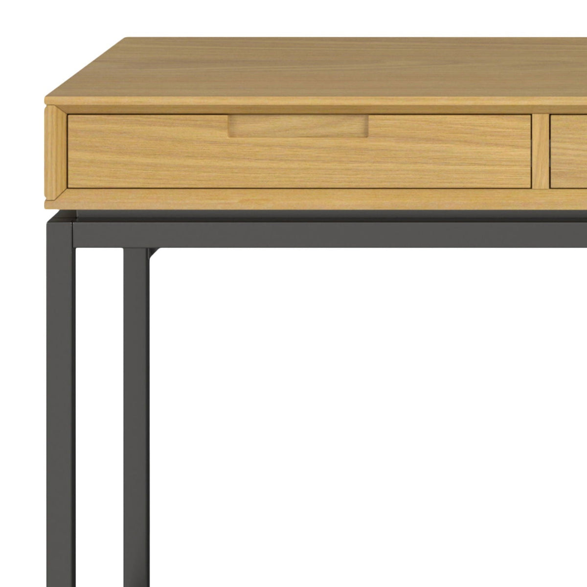 Mid Century Writing Desk With Storage by HouseOfZazla, light oak top on black metal frame on Tampa Home & Garden Store