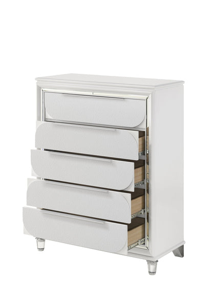 White Tarian accent chest with stacked curved drawers on Tampa Home & Garden Store