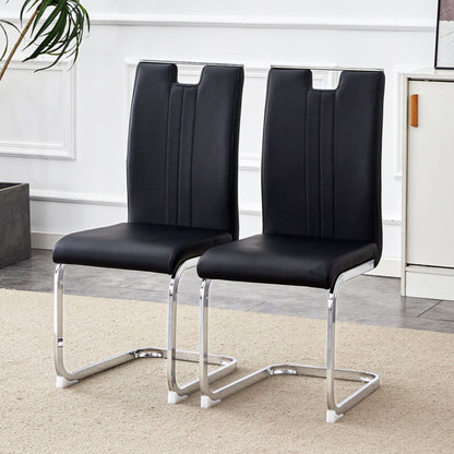 Bow Shaped Chairs, black leatherette, chrome cantilever base, non-slip feet, set of 2 on Tampa Home & Garden Store