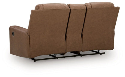 Double Reclining Loveseat With Console Caramel