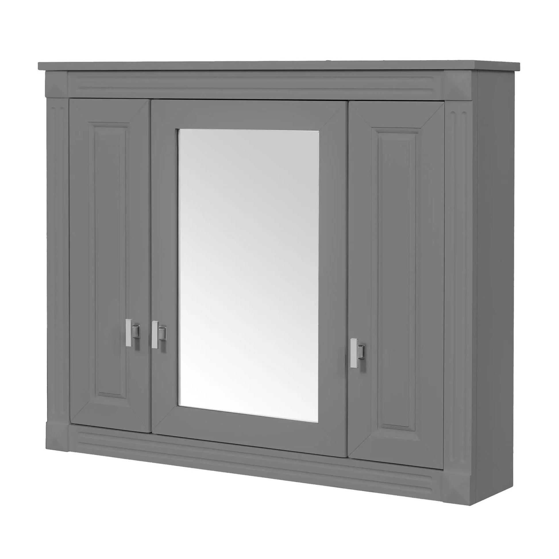 Gray wall-mounted medicine cabinet with mirror and 4 shelves, paneled doors Unique Piece Furniture on Tampa Home & Garden Store