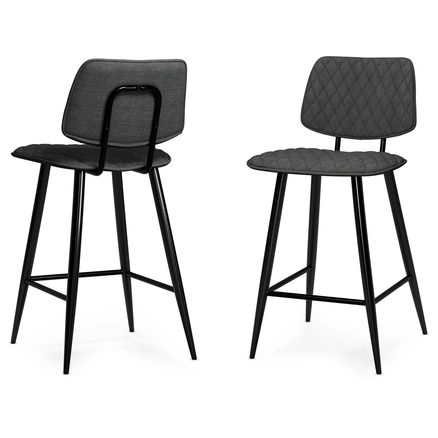 Raya counter height stool set of 2 by Unique Piece Furniture in dark gray quilted fabric on Tampa Home & Garden Store