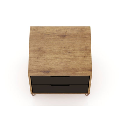 2-Drawer Nightstand with wood grain top and black drawers, splayed legs HouseOfZazla on Tampa Home & Garden Store