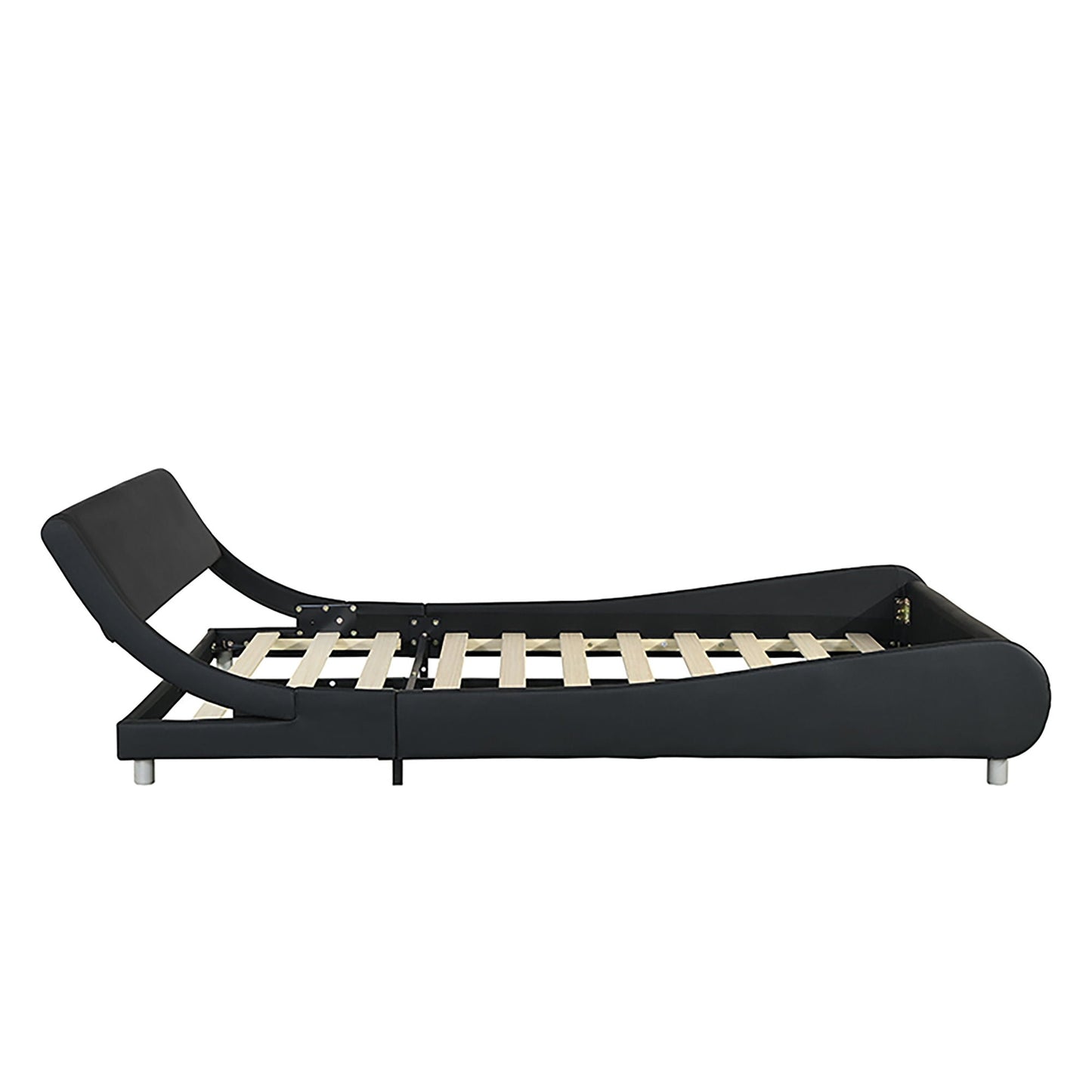 Queen Upholstered Led Bed Frame With Curve Black