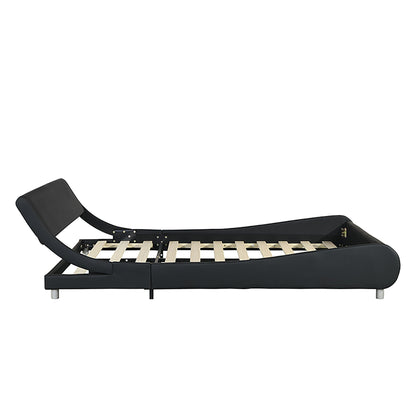 Queen Upholstered Led Bed Frame With Curve Black