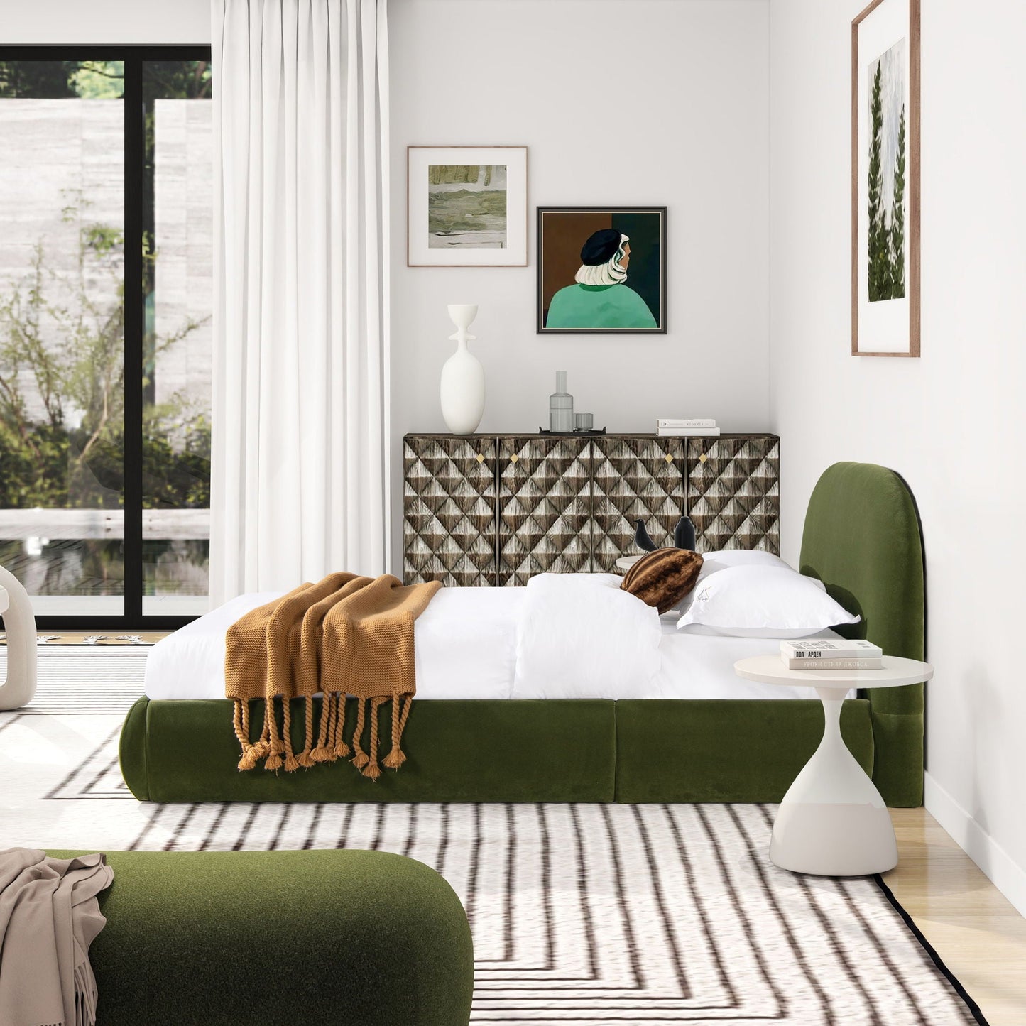 Archie Puffy Upholstered Platform Bed and Frame