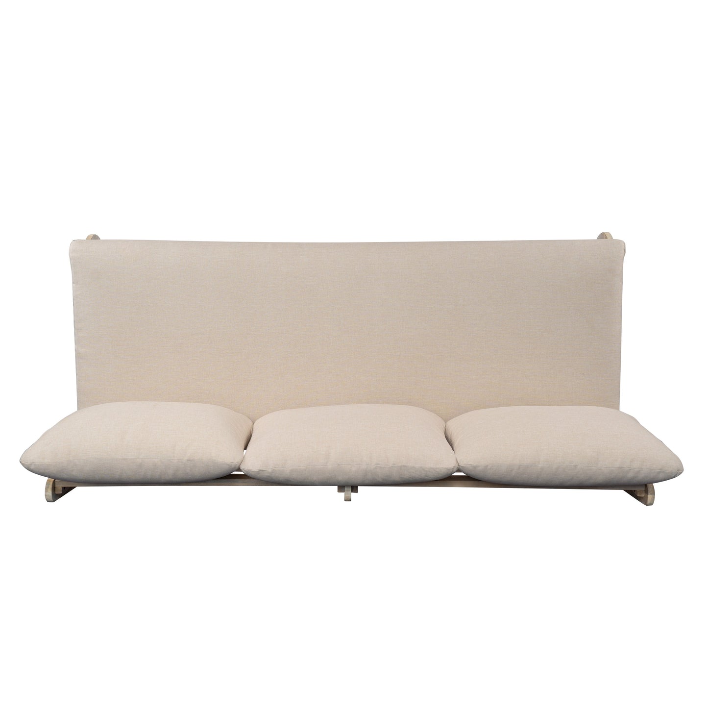 Outdoor Acacia Lazy 5 Seater Chat Set beige cushions with wood frame on Tampa Home & Garden Store