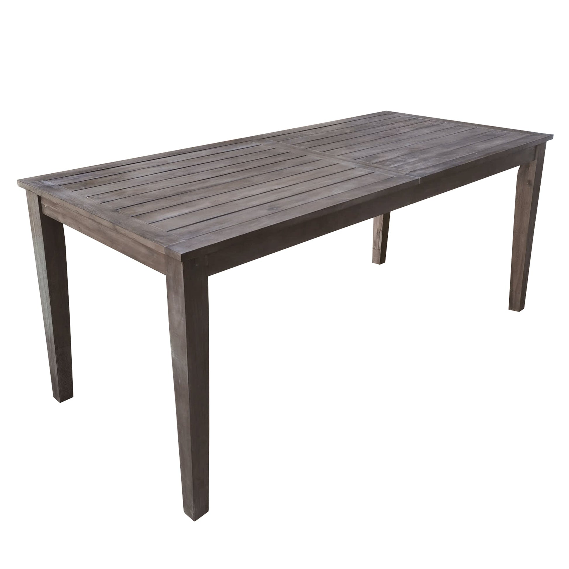 U_Style acacia wood outdoor dining table with slatted top and dark finish on Tampa Home & Garden Store