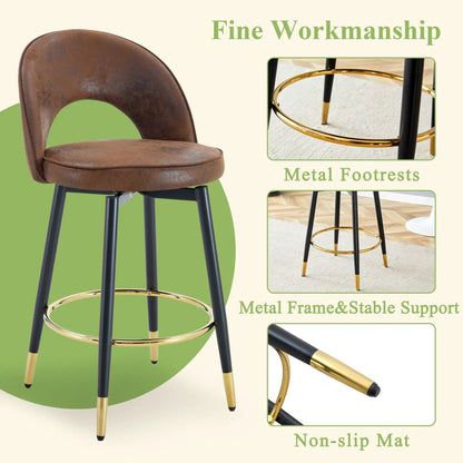 Upholstered Rotatable Bar Chair with Metal Legs