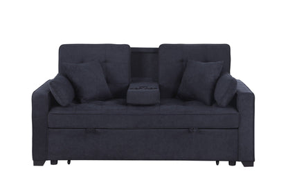 Convertible Sleeper Loveseat with Cup Holders, dark gray fabric, HouseOfZazla on Tampa Home & Garden Store